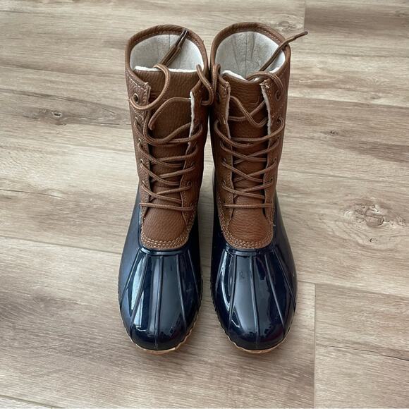 JBU by Jambu Women's Navy/Tan Lace Up Maplewood Waterproof Duck Boots sz 8 - Picture 3 of 9